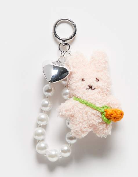 Kaiia exclusive pearl chain bunny bag charm in multi - view 1