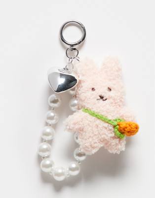 Kaiia exclusive pearl chain bunny bag charm in multi