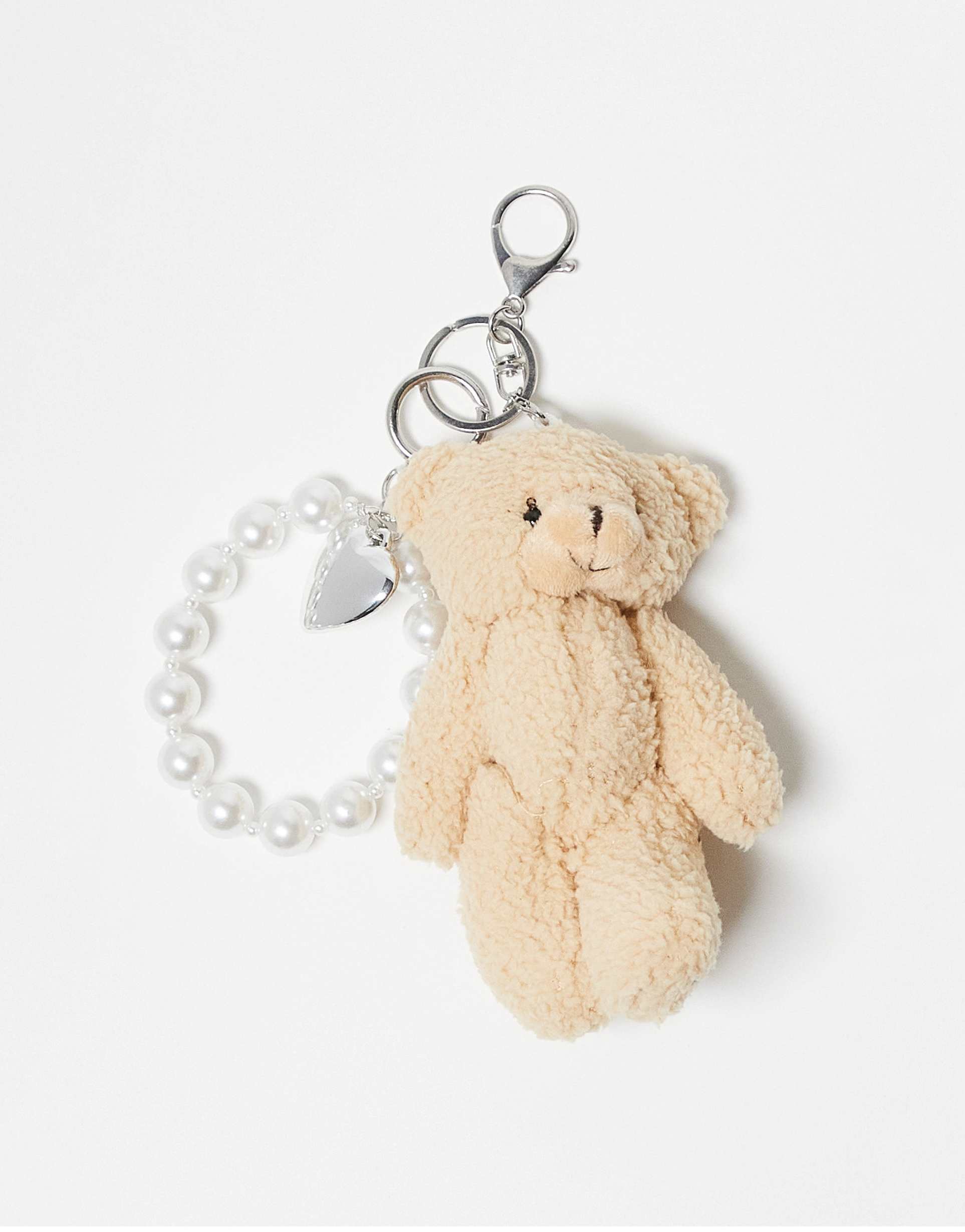 kaiia exclusive pearl chain teddy bear bag charm in multi