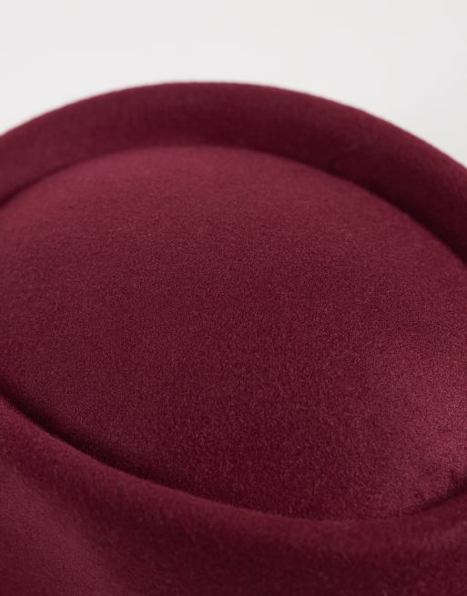 Kaiia exclusive pillbox hat in burgundy, 2 of 3