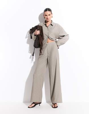 Kaiia exclusive open tie back shirt and pants set in light brown