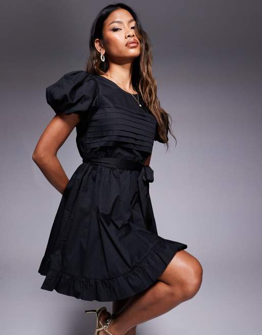 Tie waist black dress discount