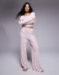 [Kaiia] Kaiia exclusive pyjama bottoms in cream & red bow print (part of a set)-Multi 16 Cream and red