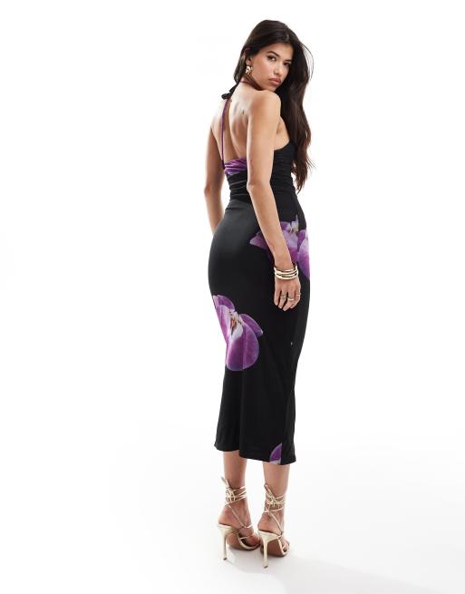 princess polly baby blue dress Stylish Black PU Leather Mini Dress Long Puff Sleeves Mock Neck Bodycon Party  Dresses Club Outfits for a Chic Party Look L Purple main image 1