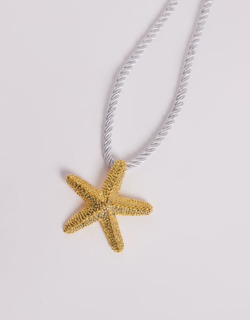 Kaiia exclusive rope chain starfish necklace in gold  , 2 of 3