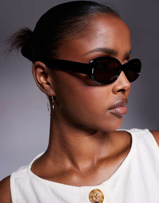 Kaiia exclusive round frame orange lens sunglasses in black  , 3 of 3