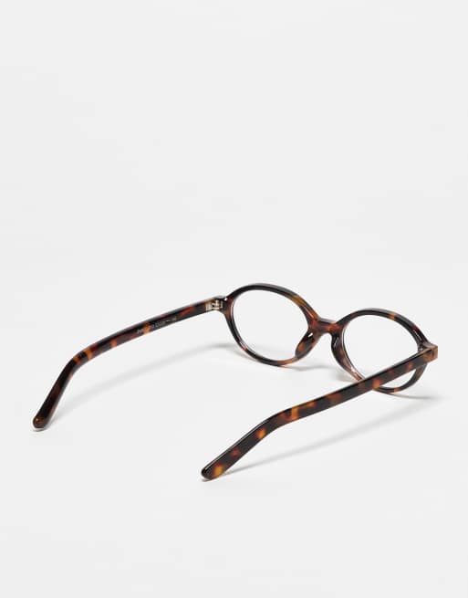Kaiia – Exclusive – Schmale, ovale Brille in Schildpattoptik mit transparenten Gläsern, 3 von 3
