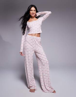 Kaiia Exclusive Scoop Neck Pajama Top In Multi