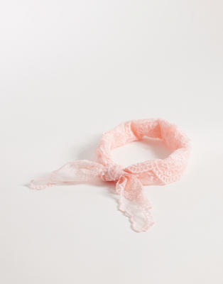 Kaiia exclusive sheer lace headscarf in pink pink