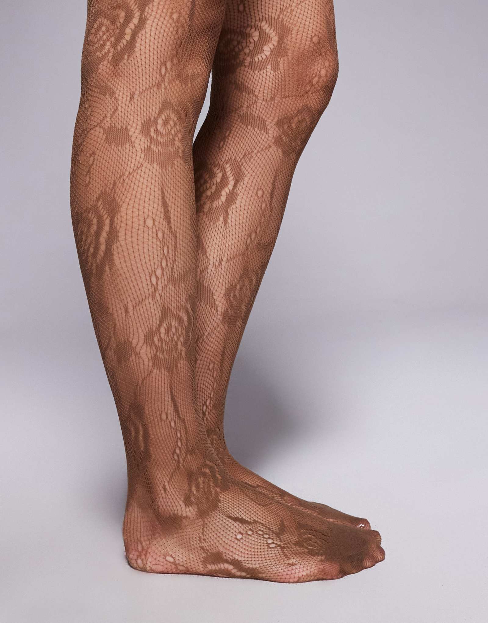 Эксклюзивные прозрачные кружевные колготки Kaiia светло-коричневого цвета