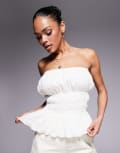 [Kaiia] Kaiia exclusive shirred bandeau top in cream-White 14 CREAM