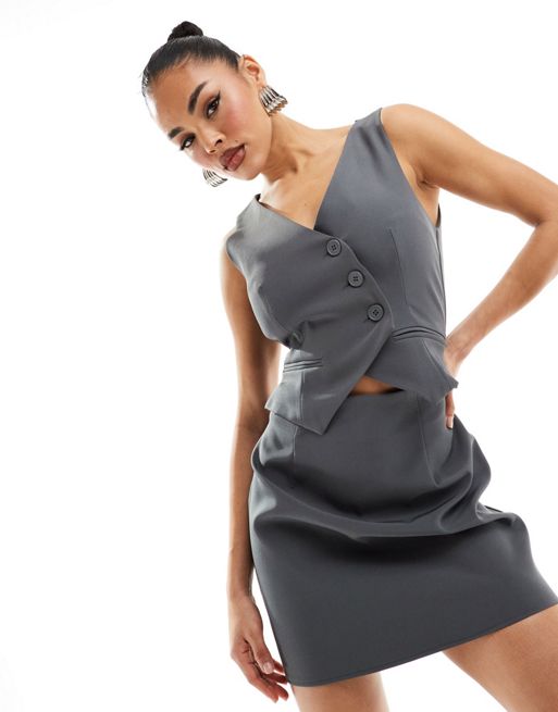 Kaiia Tailored Pocket Detail Mini Dress in Black