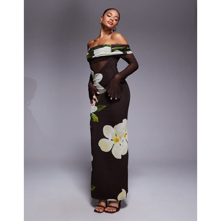 Kaiia exclusive slinky mesh off the shoulder angel sleeve