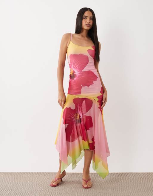 asos fairy dress Asos Design Flutter Sleeve Maxi Dress With Trailing Floral Embellishment In  Blue main image 1