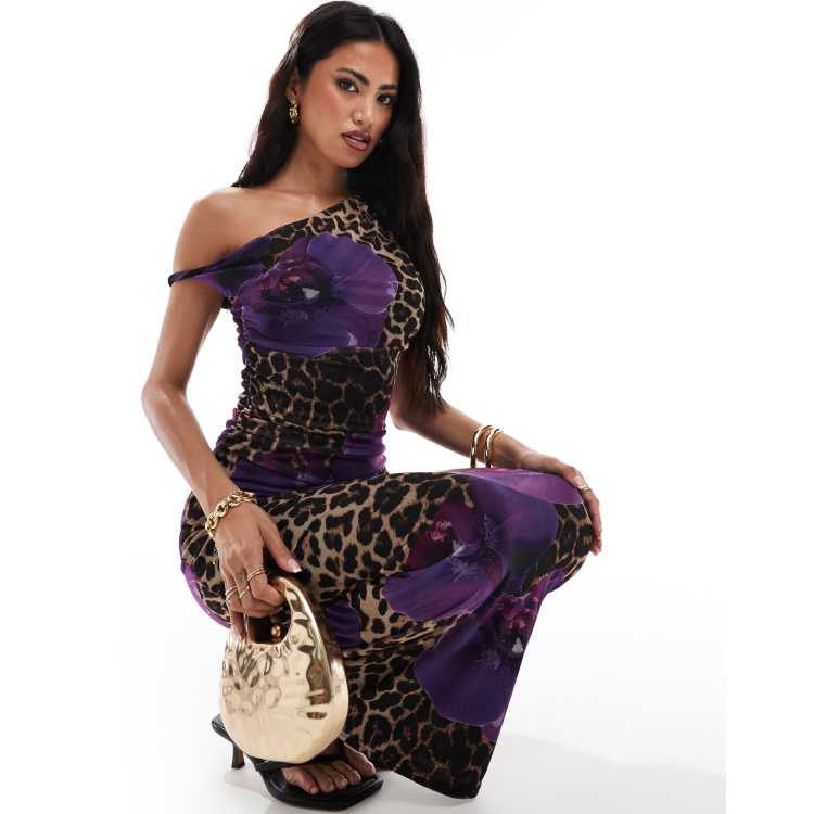 Kaiia exclusive slinky twist off shoulder bodycon maxi dress
