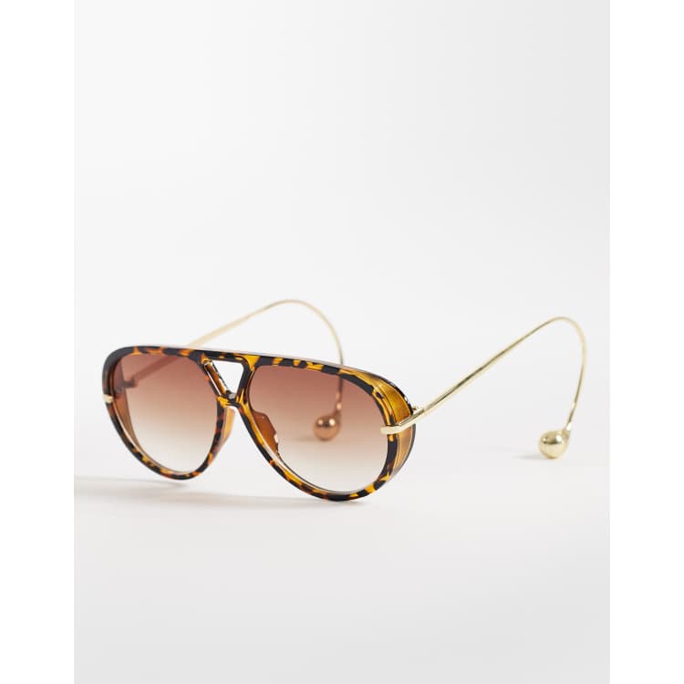 Kaiia exclusive smoky lens curved aviator sunglasses in  display picture 3