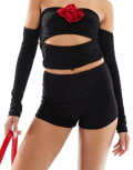 [Kaiia] Kaiia exclusive soft touch hotpant shorts in black 16 BLACK
