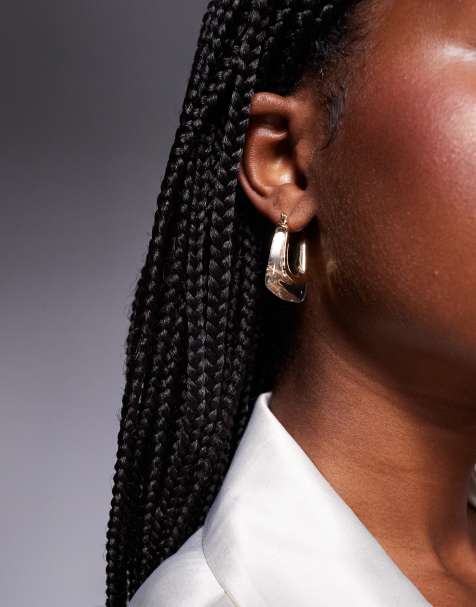 Kaiia exclusive square drop earrings in gold and clear - view 1