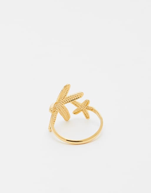 Kaiia exclusive stainless steel adjustable starfish ring in gold , 2 of 3