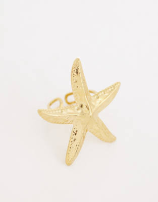 Kaiia Exclusive stainless steel adjustable starfish ring in gold gold 4090₽