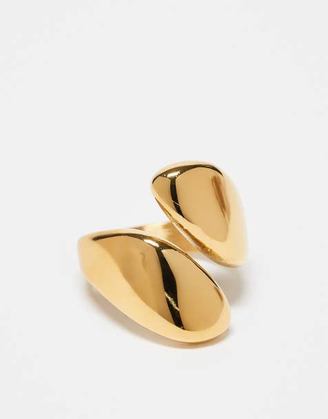 Kaiia exclusive stainless steel chunky abstract wrap around ring in gold tone - view 1