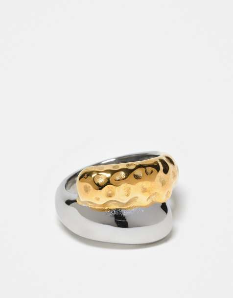Kaiia exclusive stainless steel chunky wrap around ring in mixed metal - view 1