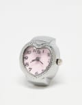 [Kaiia] Kaiia exclusive stainless steel interactive heart watch ring in silver and pink-Multi One Size SILVER (PINK)