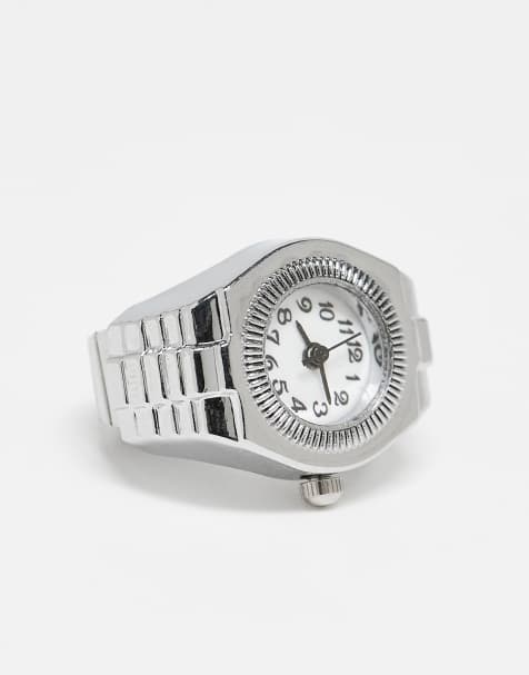 Kaiia exclusive stainless steel interactive watch ring in silver and white - view 1