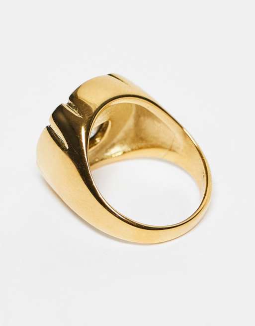 Kaiia exclusive stainless steel pink stone pillow ring in gold, 3 of 3