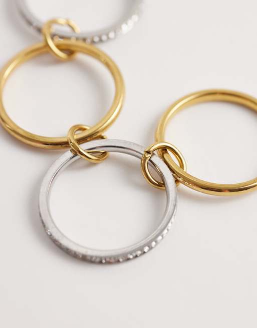 Kaiia exclusive stainless steel rhinestone stacked ring in gold tone and silver tone, 3 of 3