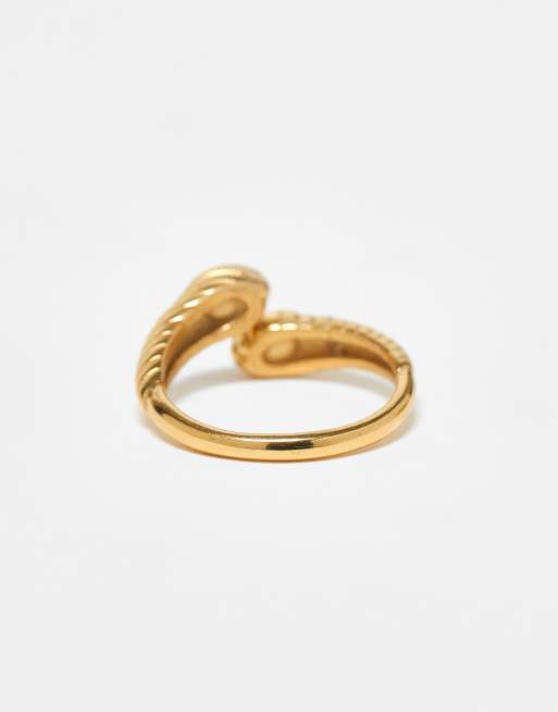 Kaiia exclusive stainless steel rhinestone wrap around ring in gold tone, 3 of 3