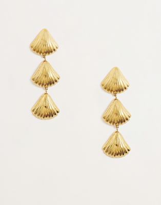 Kaiia exclusive stainless steel shell drop earrings in gold gold 4090₽