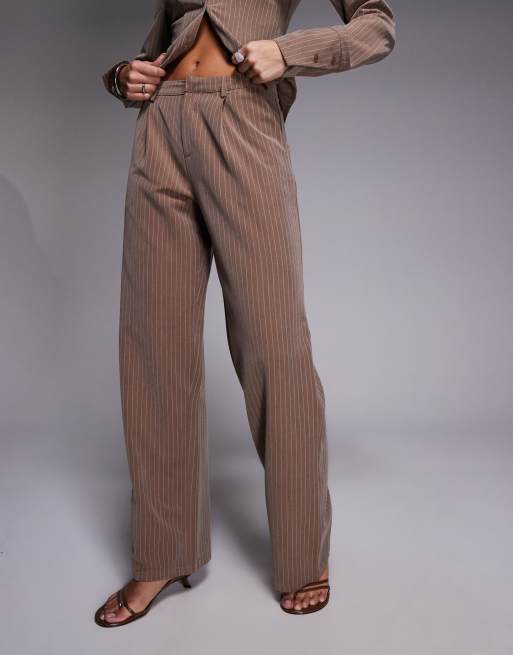 Kaiia Exclusive straight leg tailored pants in beige pinstripe - part of a set, 2 of 5