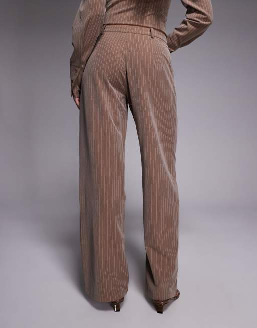 Kaiia Exclusive straight leg tailored pants in beige pinstripe - part of a set, 4 of 5