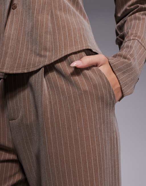 Kaiia Exclusive straight leg tailored pants in beige pinstripe - part of a set, 5 of 5