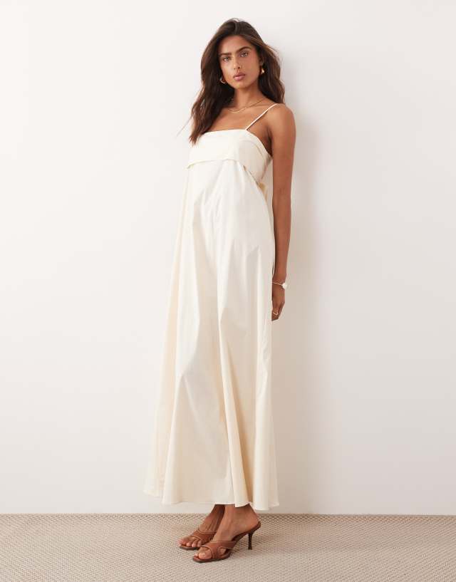 Kaiia exclusive stretch cotton rich foldover drape detailing cami