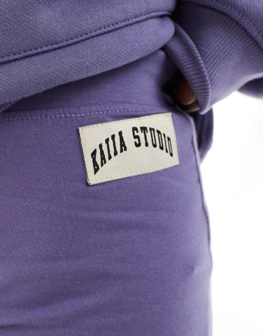 Kaiia exclusive Studio logo flared yoga pants in blue - part of a set  