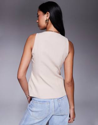 Kaiia Exclusive Tailored Button Up Slit Front Vest