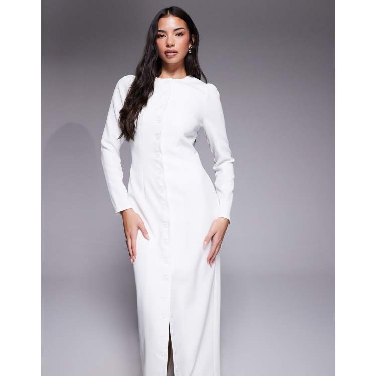 chinese dress ladies Classic Long Sleeve Dress M / Off White main image 1
