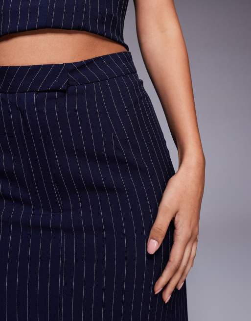 Kaiia exclusive tailored maxi skirt in navy pinstripe (part of a set), 5 of 5