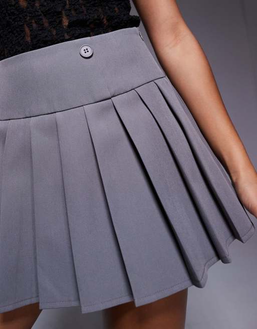 Kaiia Exclusive tailored pleated mini skirt in charcoal gray