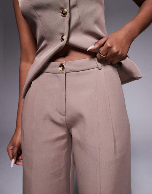 Kaiia exclusive tailored seam detail wide leg trousers co-ord in mocha, 2 of 5