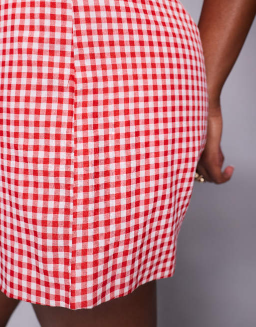 Kaiia exclusive tailored shorts in red gingham , 4 of 5