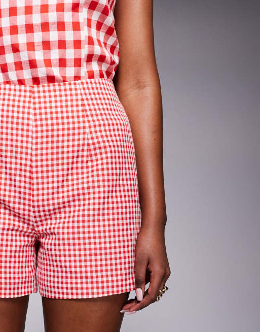 Kaiia exclusive tailored shorts in red gingham , 5 of 5