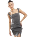 [Kaiia] Kaiia exclusive tailored square neck corset back detail top in charcoal grey (part of a set) 16 Charcoal grey