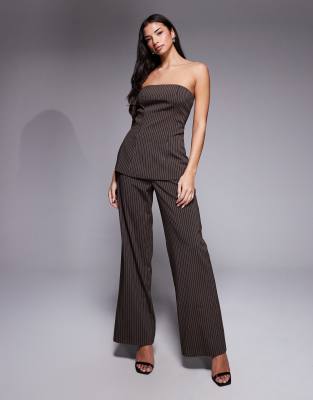 Kaiia Exclusive Tailored Wide Leg Pants In Brown