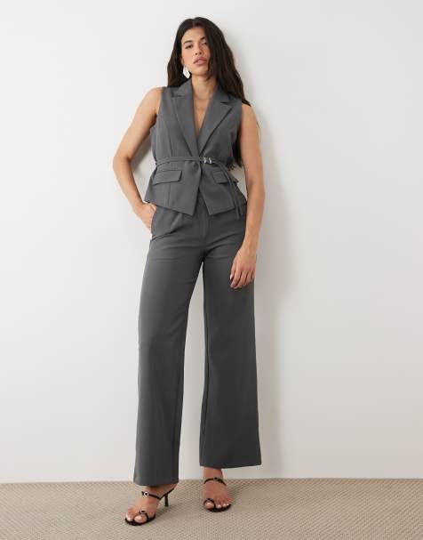 Kaiia exclusive tailored wide leg trousers co-ord in charcoal - view 1