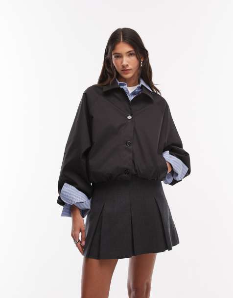 Kaiia exclusive technical button through toggle detail collared jacket in black - view 1