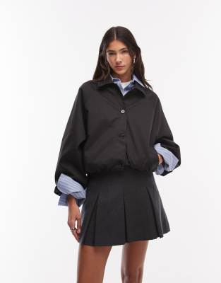 Kaiia Exclusive Technical Button Through Toggle Detail Collared Jacket In Black