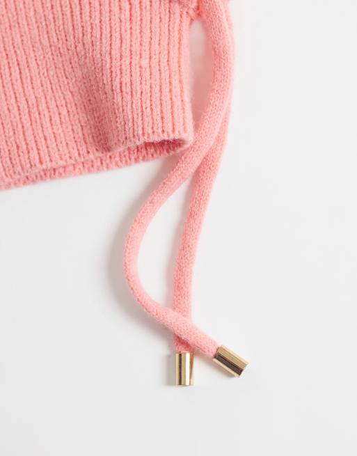 Kaiia exclusive tie detail snood in pink, 2 of 3